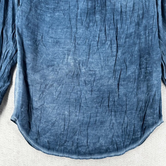 Chicos Blouse Womens 1 (MEDIUM) Chambray Lace Button Up Top Blue - Picture 7 of 14